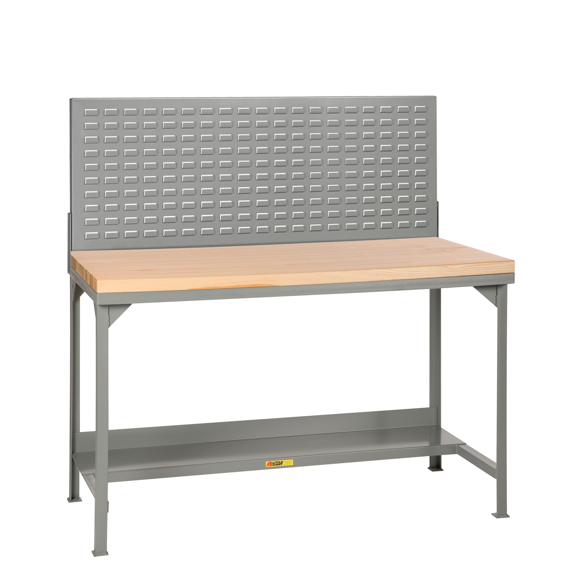 Little Giant Steel Workbench - 24in. x 48in., 3000 Lb. Capacity, Butcher Block Top, Louvered Panel, Model# WSJ2-2448-36-LP